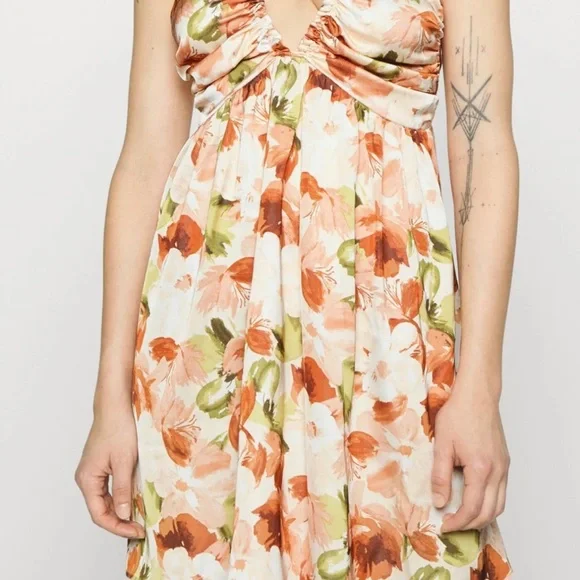 Abercrombie & Fitch | Dresses | Abercrombie Fitch Floral Backless Dress  Orange And Green | Poshmark
